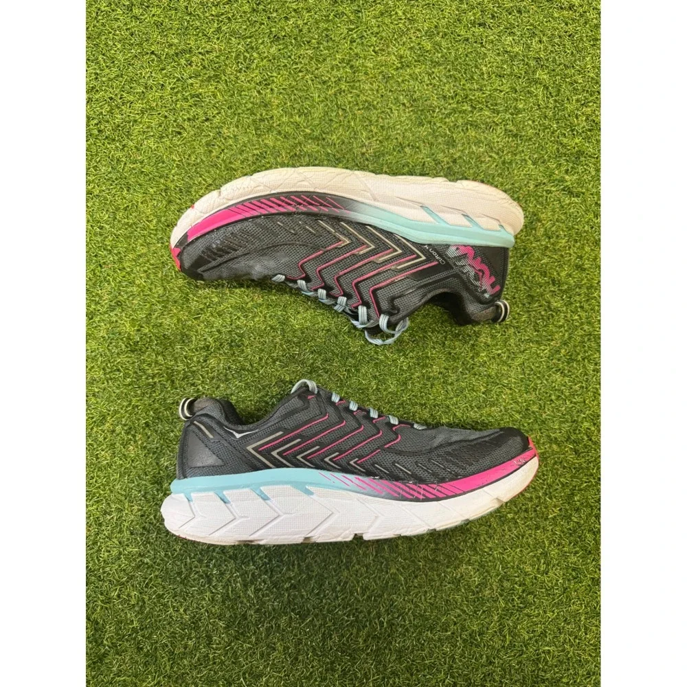 Hoka One One Clifton 4 Womens Running Shoes Grey Pink 1016724 CRAS Size 8.5